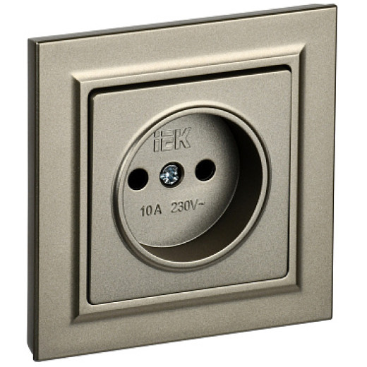 IEK BRITE Шампань Розетка б/з без защ.шт. з/к/ш 10А в сборе РСР10-1-0-БрШ