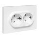 EKF Эпика Механизм розетки двойной, 16А, с заземлением, без шторок, с рамкой, белый