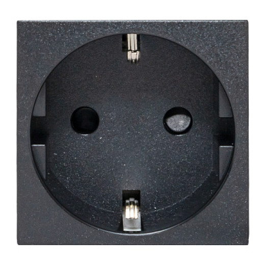 EKF Розетка 45х45 с зазем., с защ. шторками, 90 градусов, черная, матовая