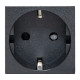 EKF Розетка 45х45 с зазем., с защ. шторками, 90 градусов, черная, матовая