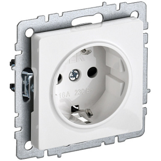 IEK BRITE BASE Белый Розетка 1-м с/з без защ штор 16А РС11-1-0-БрБ