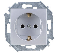 Simon 15 Алюминий Розетка с/з, 16А, 250В, винт.зажим