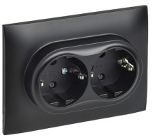 IEK SKANDY Черный Розетка 2-ая с/з с защитными шторками 16А в сборе SK-R07Bl