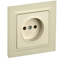 IEK BRITE Бежевый Розетка без з/к/ш 10А в сборе РСР10-1-0-БрКр