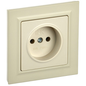 IEK BRITE Бежевый Розетка без з/к/ш 10А в сборе РСР10-1-0-БрКр