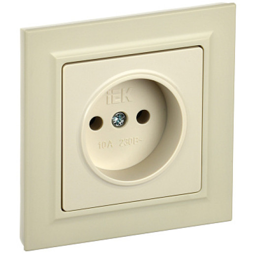 IEK BRITE Бежевый Розетка без з/к/ш 10А в сборе РСР10-1-0-БрКр