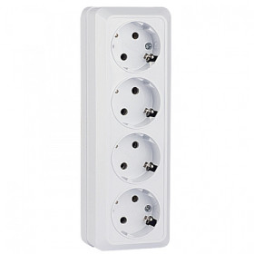 EKF PROxima Рим Розетка 4-местная 16А с заземлением белая
