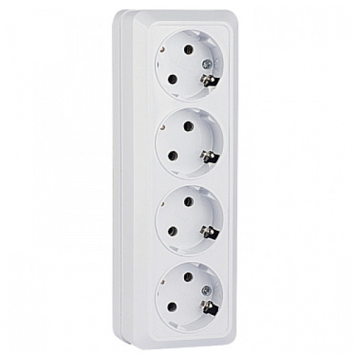 EKF PROxima Рим Розетка 4-местная 16А с заземлением белая