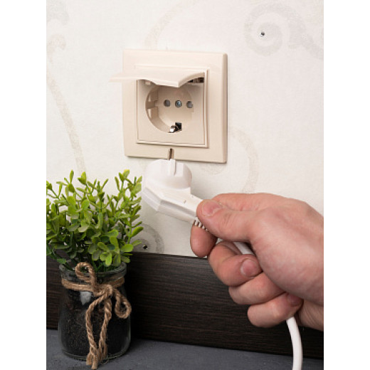 EKF Basic Минск Бежевый Розетка с/з, со шторками и крышкой, 16А, СП