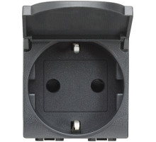 BT LL Антрацит Розетка 2К+З с крышкой