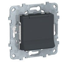 Schneider Electric Unica New Антрацит Розетка с/з со шторками, с крышкой, 16А, 250В, IP40