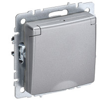 IEK BRITE BASE Алюминий Розетка 1-м с/з с защ шторк и крыш 16А IP20 РСбш10-3-БрА