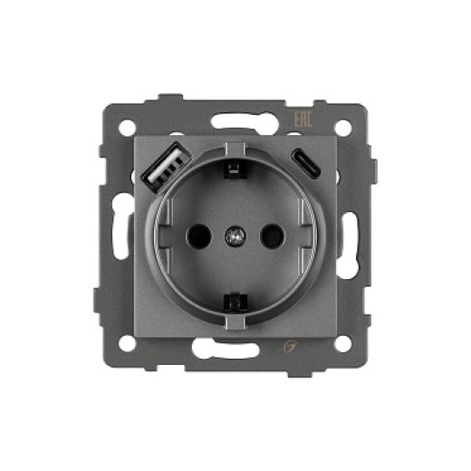 Arlight Механизм розетки с USB зарядкой SCT-MUAC-PL-GR-V (250V, 16A) (-)