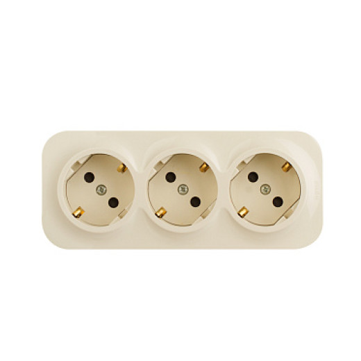 Legrand Quteo IP 20 Слоновая кость Розеточный блок с предварительным подключением 3 x 2К+З с защитными шторками - 16 A - 250 В~