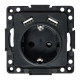EKF Стокгольм Механизм Розетки 1-местной с/з, USB 2A 16А винтовые клеммы черный с защ. штор.