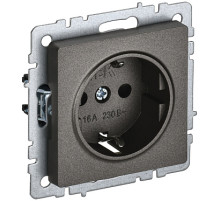 IEK BRITE BASE Темн.бронза Розетка 1-м с/з с защ шторк 16А РС14-1-0-БрТБ