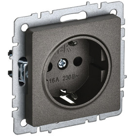 IEK BRITE BASE Темн.бронза Розетка 1-м с/з с защ шторк 16А РС14-1-0-БрТБ