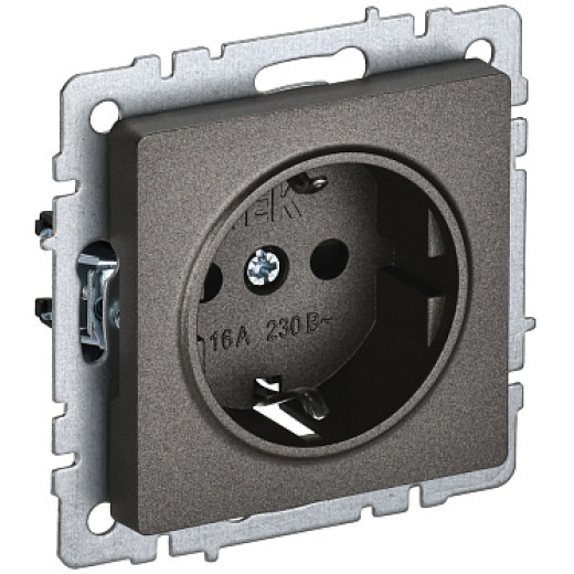 IEK BRITE BASE Темн.бронза Розетка 1-м с/з с защ шторк 16А РС14-1-0-БрТБ