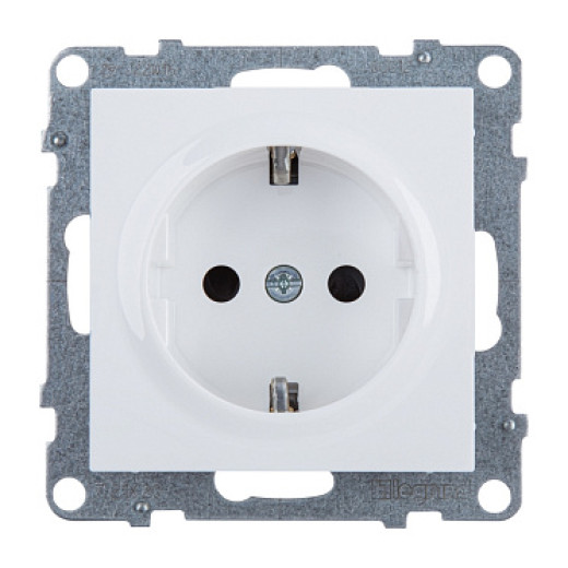 Legrand/Daccord SUNO Белый Розетка 2К+З 16А 250В с защитными шторками.Безвинтовые зажимы.