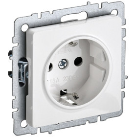 IEK BRITE BASE Белый Розетка с з/к/ш 16А РС14-1-0-БрБ