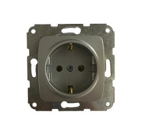 KRANZ DEA Розетка 1-ая с/з с/у 16А мех. Серебряный металлик