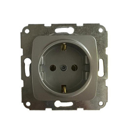 KRANZ DEA Розетка 1-ая с/з с/у 16А мех. Серебряный металлик