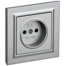 IEK BRITE BASE Алюминий Розетка без з/к/ш 10А в сб. РСР10-1-0-БрА