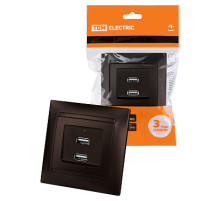 TDM Розетка 2USB порт 2,1А 5В шоколад 