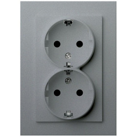Jasmart G Алюминий Розетка с/з двойная со шторками 16A 250V~