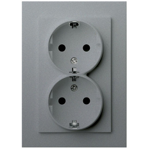 Jasmart G Алюминий Розетка с/з двойная со шторками 16A 250V~