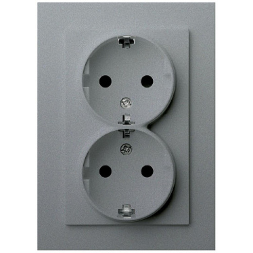 Jasmart G Алюминий Розетка с/з двойная со шторками 16A 250V~