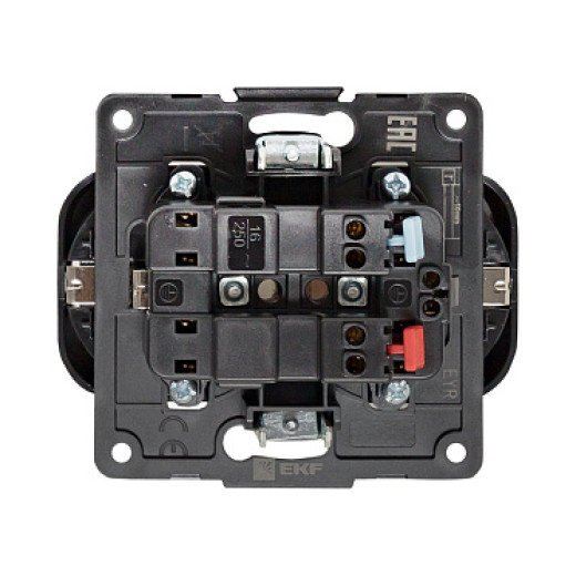 EKF PROxima Стокгольм Черный Розетка 2-ая с/з, со шторками, 16А