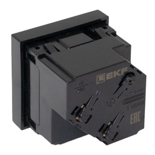 EKF Розетка 45х45 с зазем. 45 градусов, быстрозажимные клеммы, черная, матовая