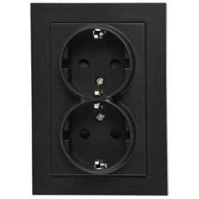 Jasmart G Антрацит Розетка с/з двойная со шторками 16A 250V~