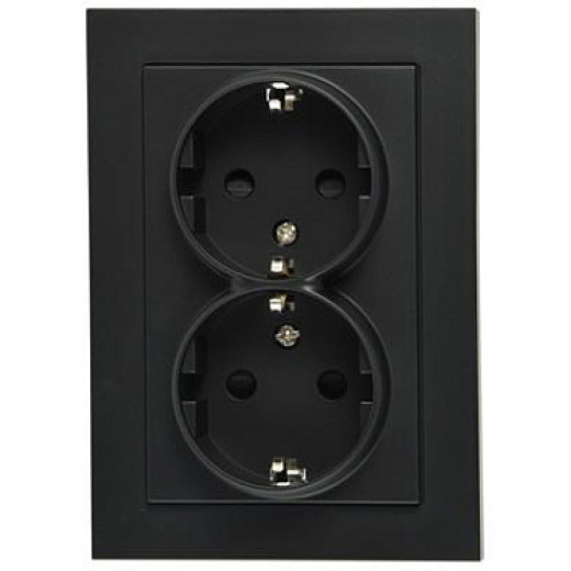 Jasmart G Антрацит Розетка с/з двойная со шторками 16A 250V~