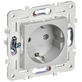 IEK SKANDY Серебряный Розетка с/з без защитных шторок 16А SK-R05S
