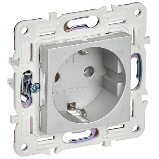 IEK SKANDY Серебряный Розетка с/з без защитных шторок 16А SK-R05S