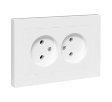 EKF Эпика Механизм розетки двойной, 16А, без заземления, без шторок, с рамкой, белый