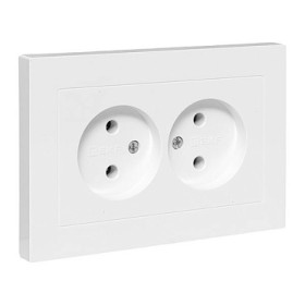 EKF Эпика Механизм розетки двойной, 16А, без заземления, без шторок, с рамкой, белый