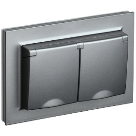 IEK BRITE Алюминий Розетка 2-м с/зс защ штор и крыш 16А в сборе IP44 РСбш12-3-44-БрС