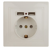 ЭРА 1-410-02 Intro Розетка+USB, IP20, СУ, Plano, слоновая кость (10/100/2500)