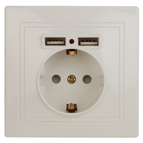 ЭРА 1-410-02 Intro Розетка+USB, IP20, СУ, Plano, слоновая кость (10/100/2500)