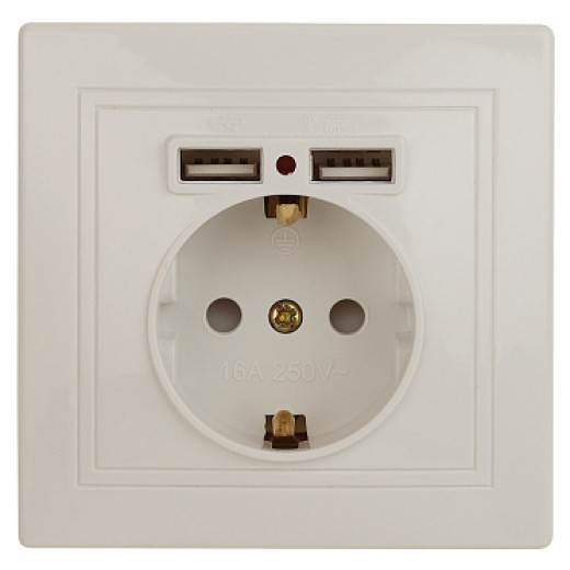 ЭРА 1-410-02 Intro Розетка+USB, IP20, СУ, Plano, слоновая кость (10/100/2500)