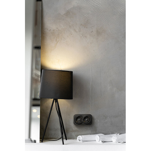 Legrand Quteo IP20 Чёрный матовый Розеточный блок двойной с заземлением предварительным подключением без шторок 16А 250В винтовые зажимы накладной мон