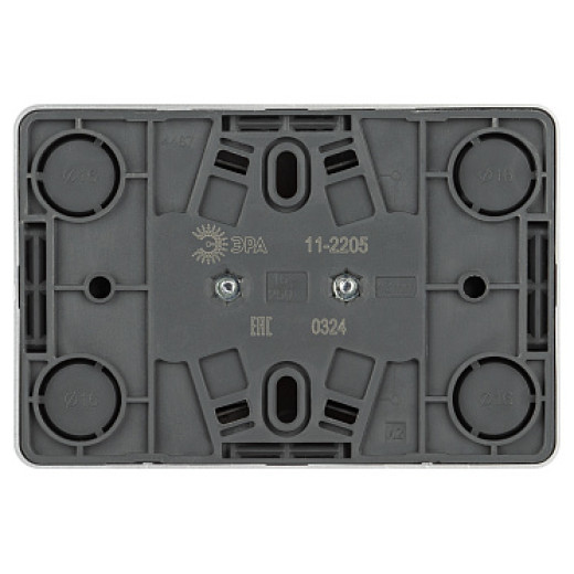 Розетка ЭРА Эксперт 11-2205-03 двойная с заземлением 2х2P+E Schuko IP20 16A-250В ОУ алюминий