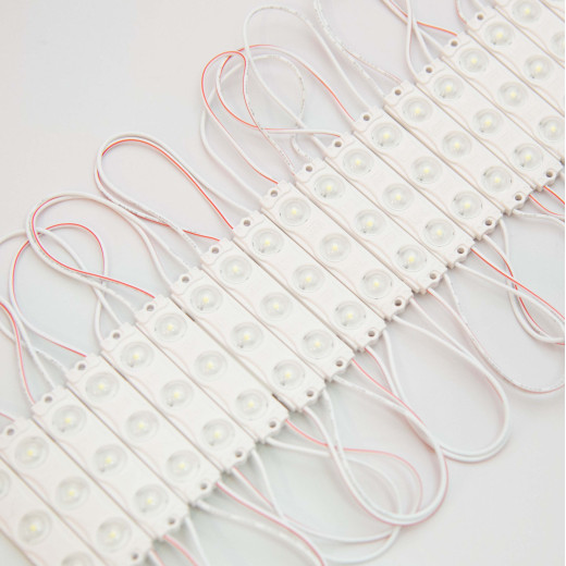 Модуль светодиодный ELF 3SMD диод 2835, с линзой, 160гр.,12В, IP 65, STD, холодный белый