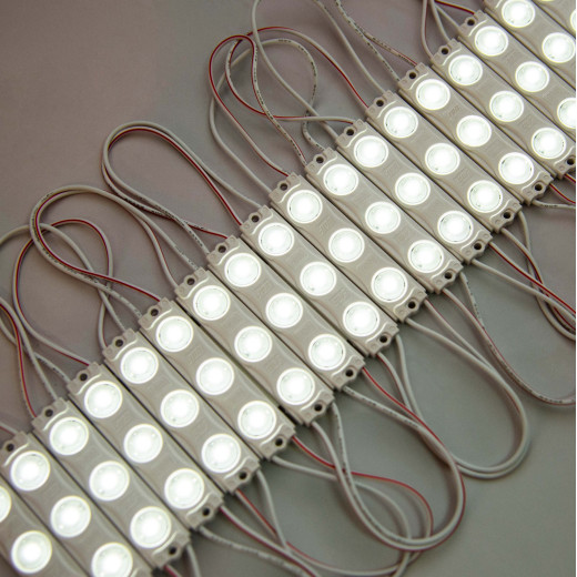 Модуль светодиодный ELF 3SMD диод 2835, с линзой, 160гр.,12В, IP 65, STD, белый