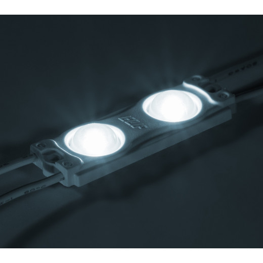 Модуль светодиодный ELF 2SMD диод 2835, с линзой, 160гр.,12В, IP 65, STD-2, холодный белый