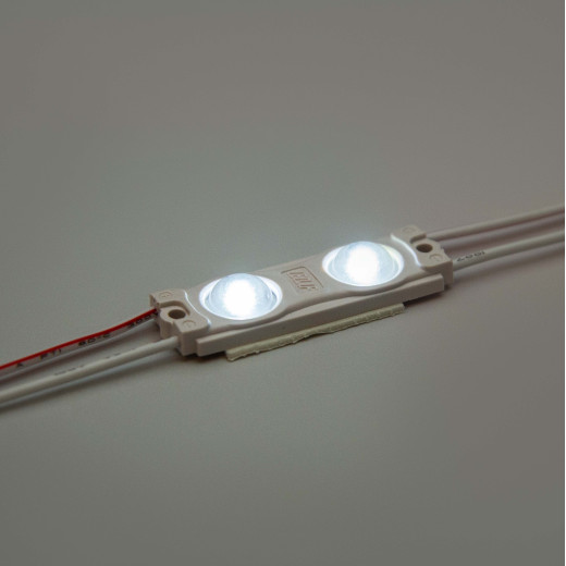 Модуль светодиодный ELF 2SMD диод 2835, с линзой, 160гр.,12В, IP 65, STD, холодный белый