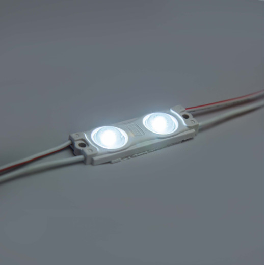 Модуль светодиодный ELF 2SMD диод 2835, с линзой, 160гр.,12В, IP 65, STD-2, холодный белый